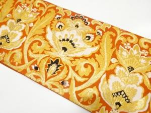 アンティーク　花更紗模様織り出し袋帯（材料）